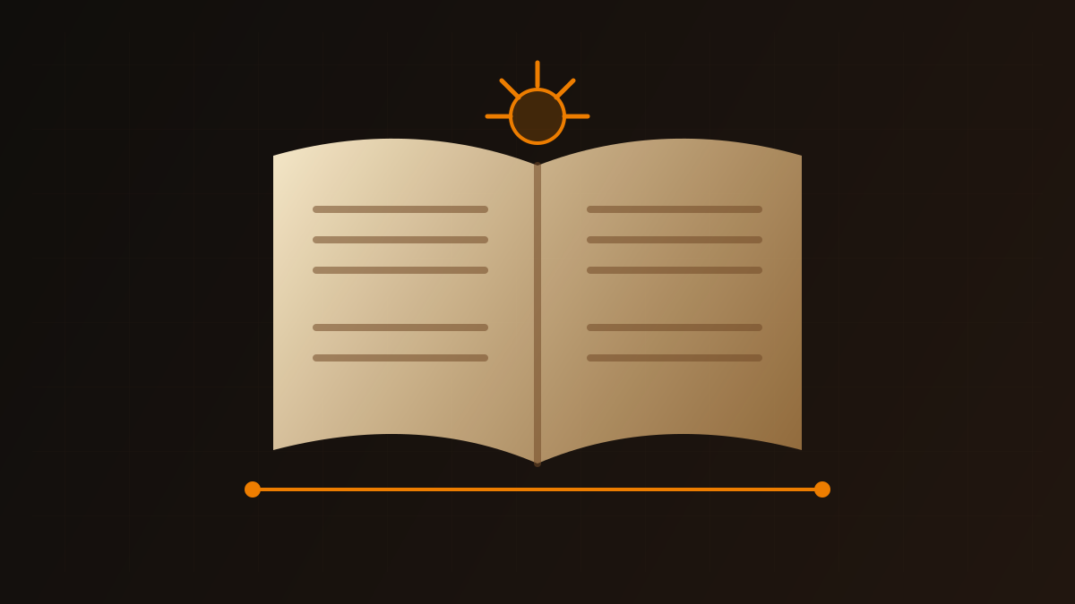 An open prayer book with a warm sun-like accent